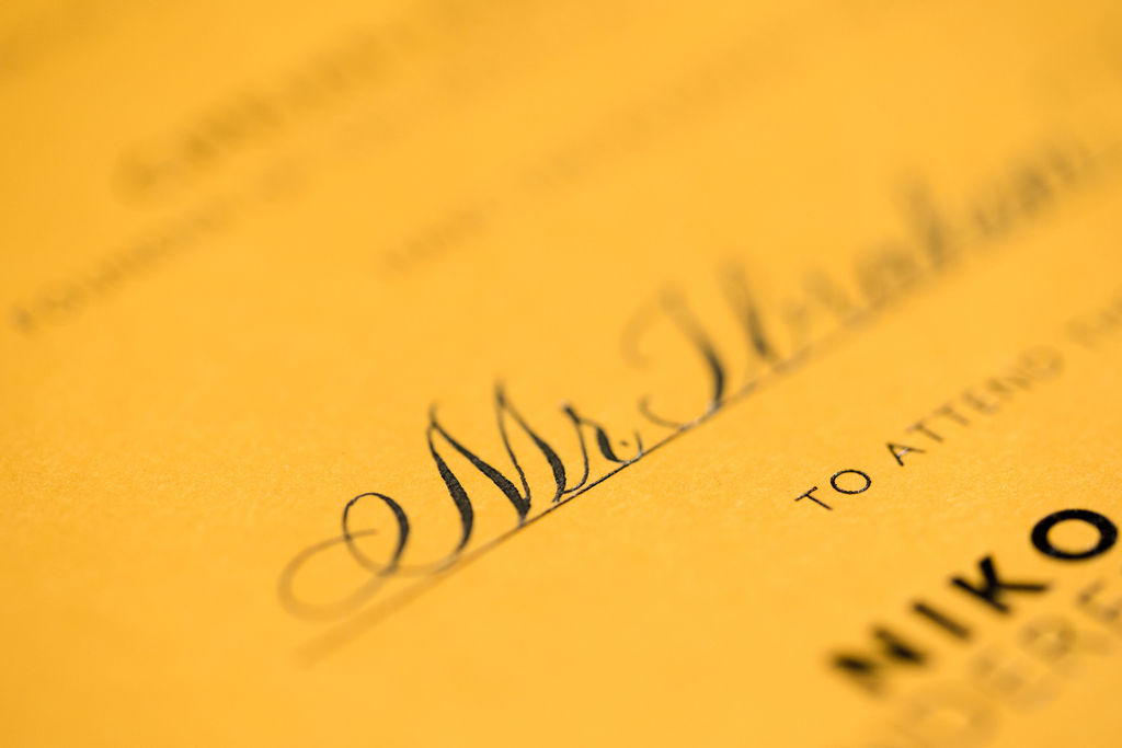 high end invitation calligraphy